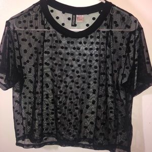 H&M DIVIDED Sheer black polka dot top